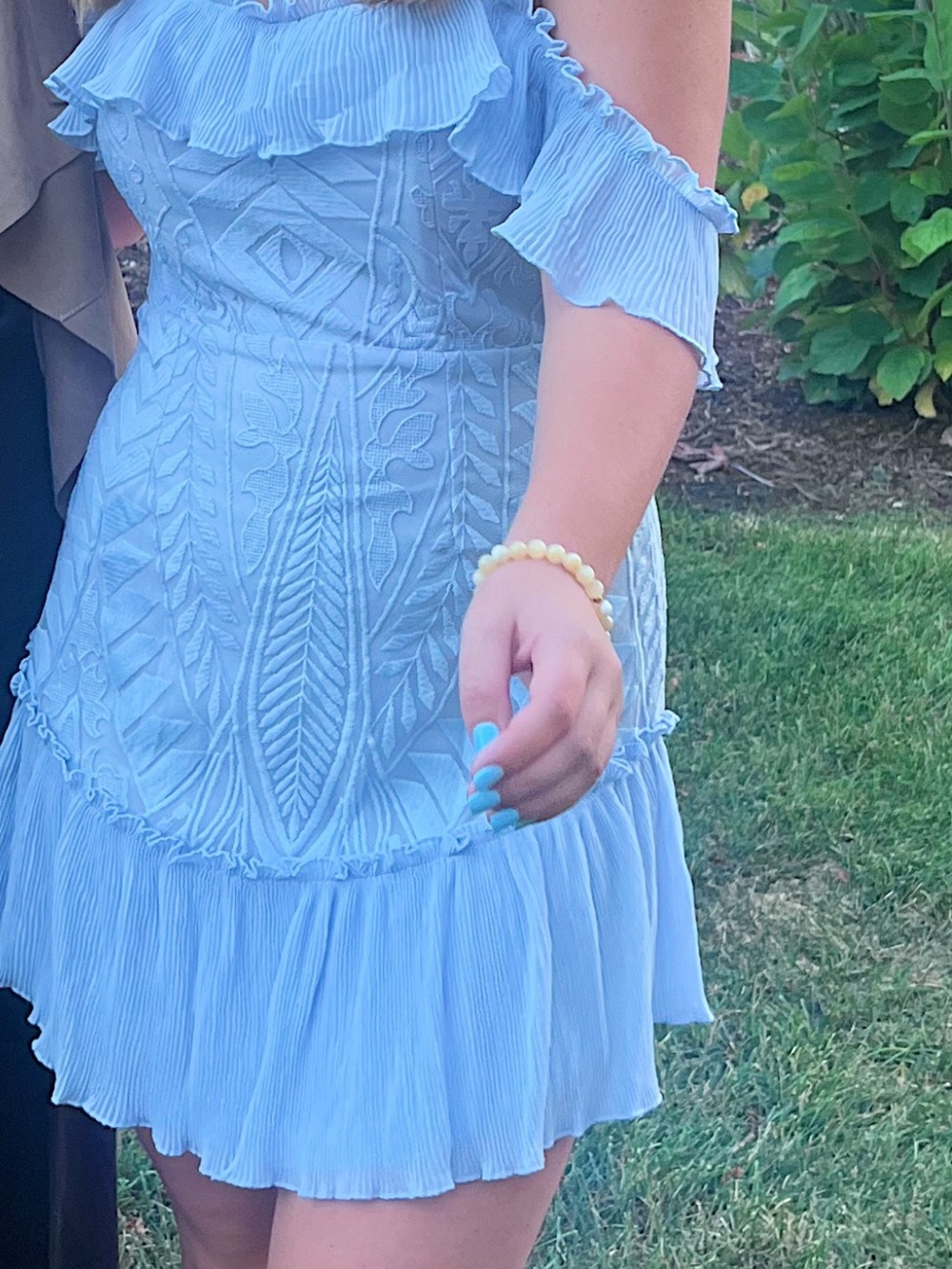 Light Blue Ruffle Off-Shoulder Mini Dress - Picture 4 of 4